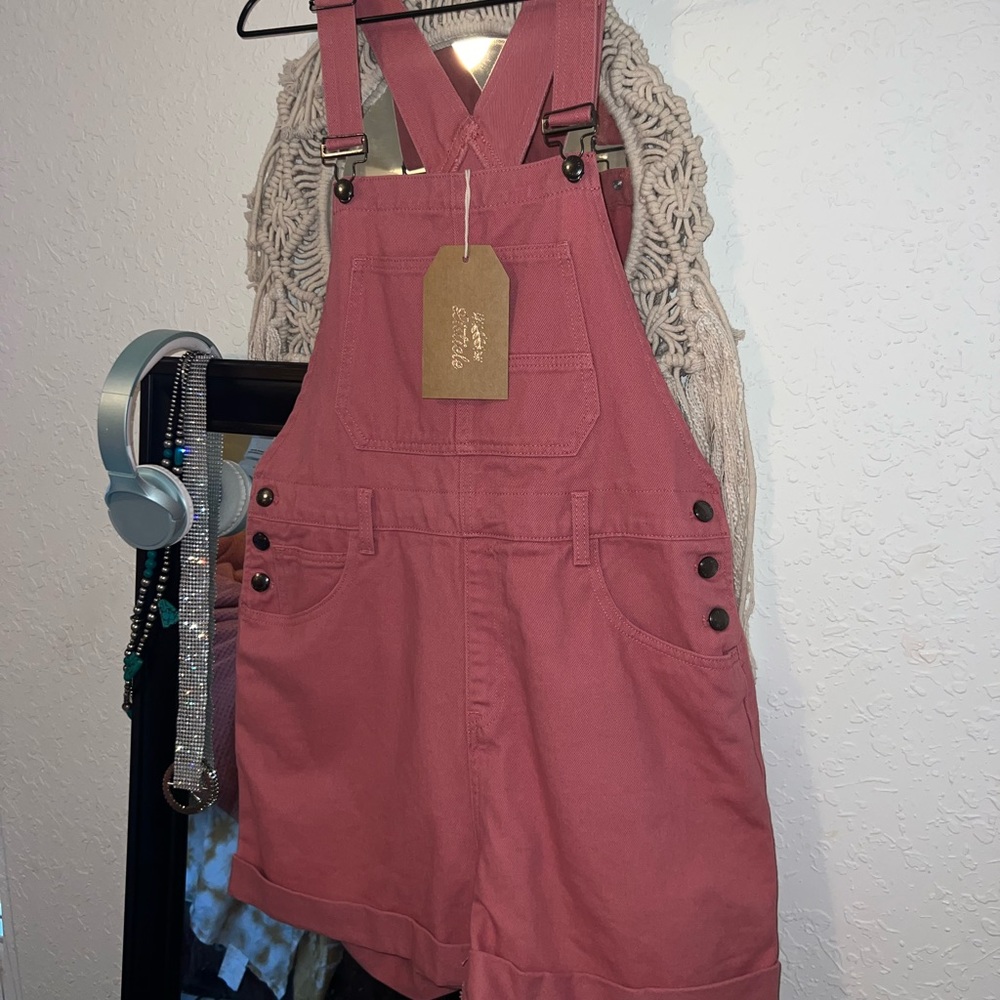 OVERALL SHORTS BUBBLE GUM PINK